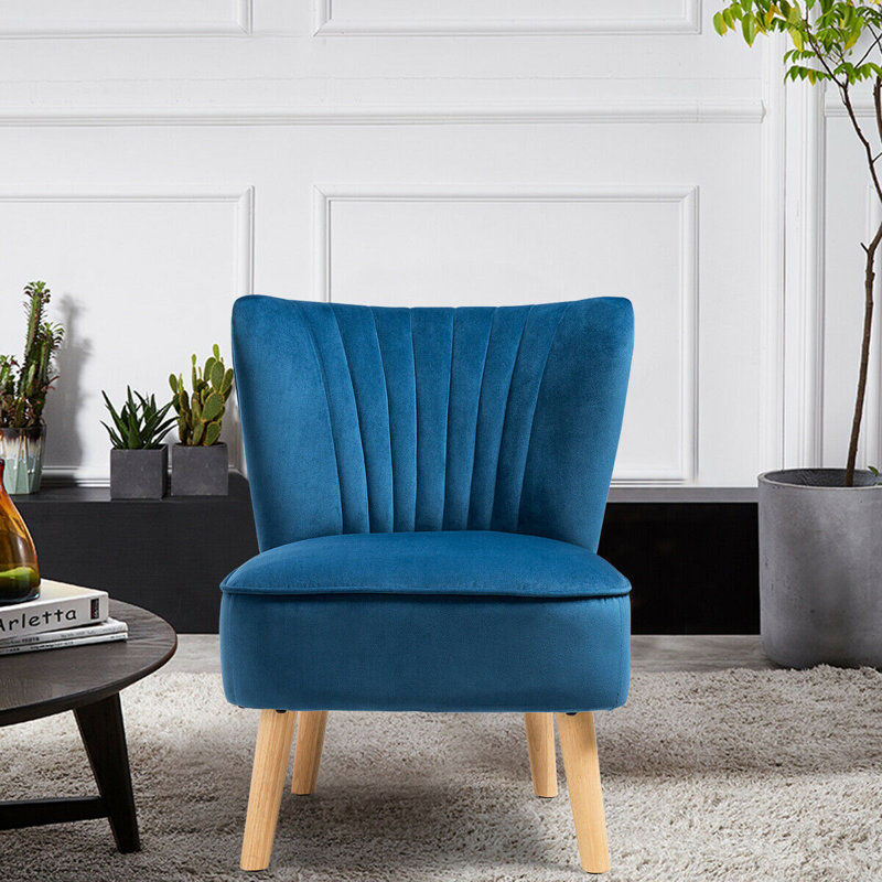 Fauteuil de chambre en velours de 53,34 cm de large Tintah, Bleu
