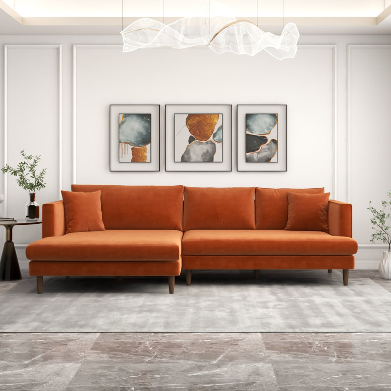 Amarpal 107" Wide Velvet Sofa & Chaise, Left Hand Facing