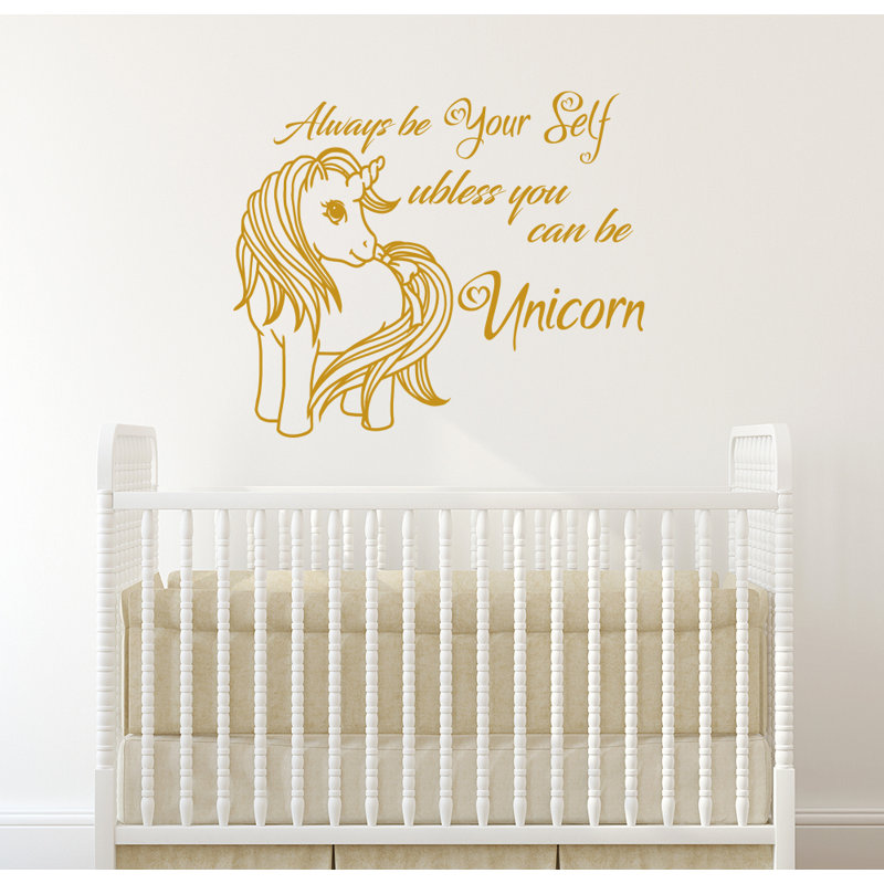 Décalcomanie murale chambre de bébé licorne, Or