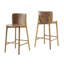 Tabouret de bar d'intérieur en bois, finition noyer, ensemble de 2