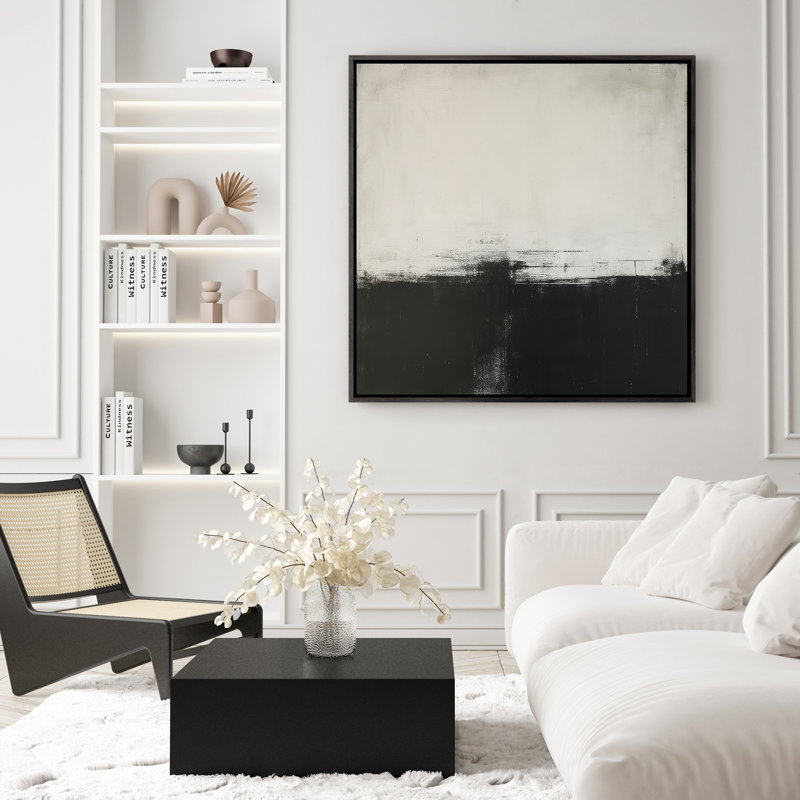 Art mural encadré abstrait rétro antique classique pour chambre à coucher, Noir, noir, noir, noir, H 24 po x l 24 po