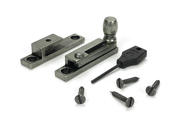 Mushroom Quadrant Fastener - Narrow, Pewter Patina
