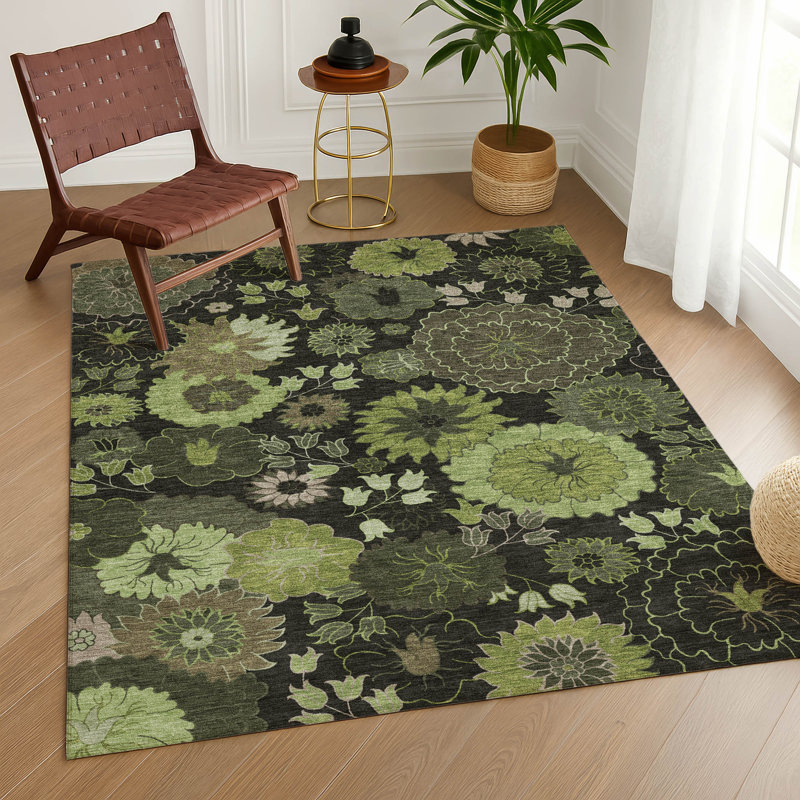 Tapis floral intérieur / extérieur lavable à la machine Chantille ACN2295, Rectangle 10 pi x 14 pi