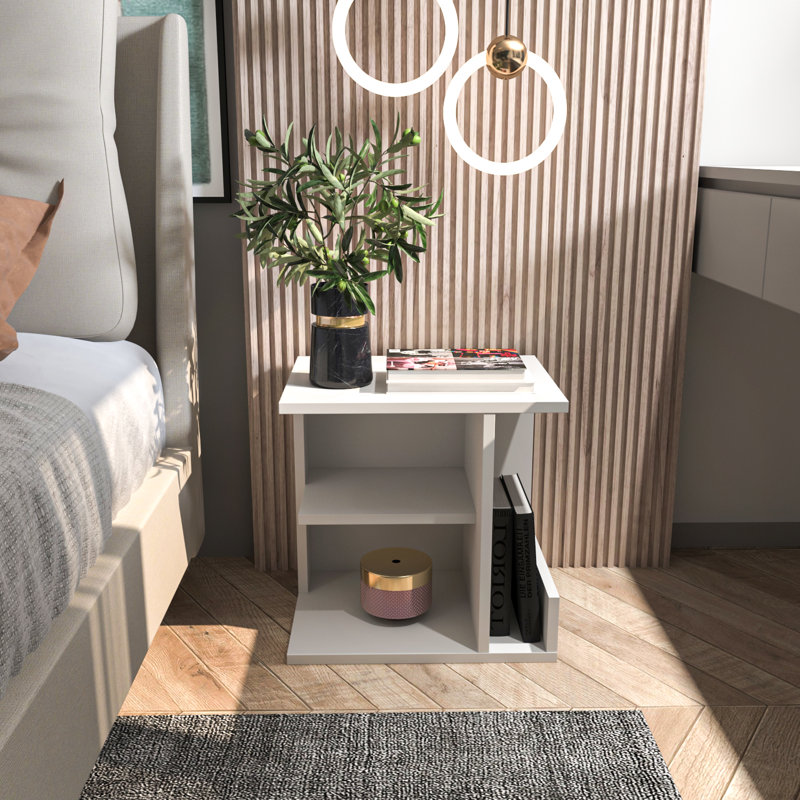 Rolena 45cm W Bedside Table, White