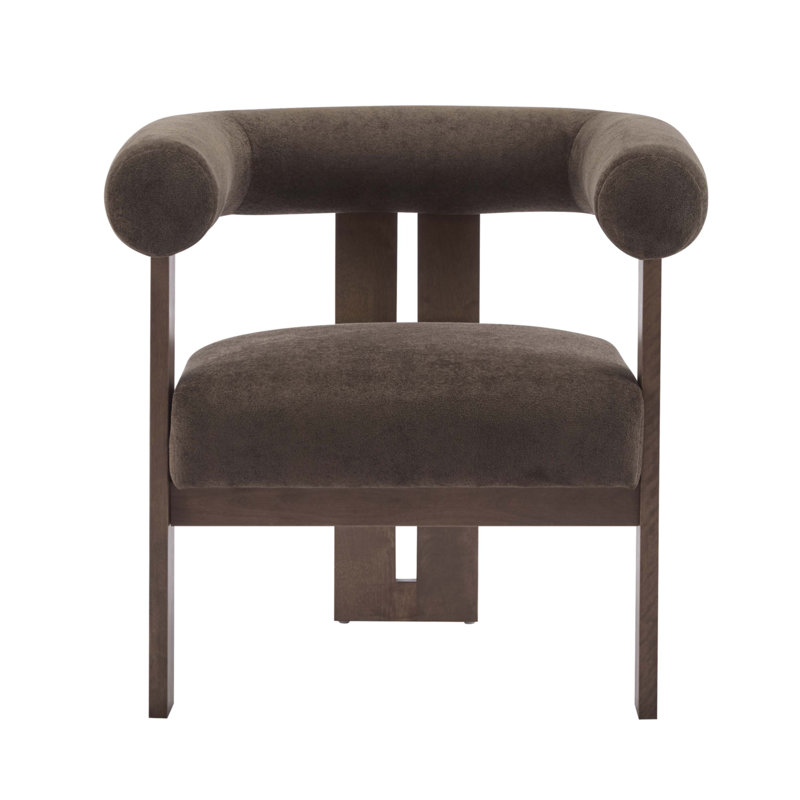 Chaise d'appoint moderne rembourrée avec accoudoirs ronds, Marron foncé