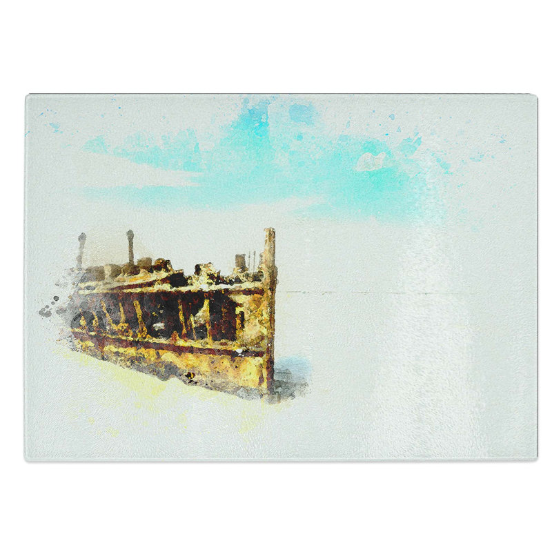 Glass Maheno Shipwreck Australia in Abstract Chopping Board, 39 cm W x 28.5 cm L