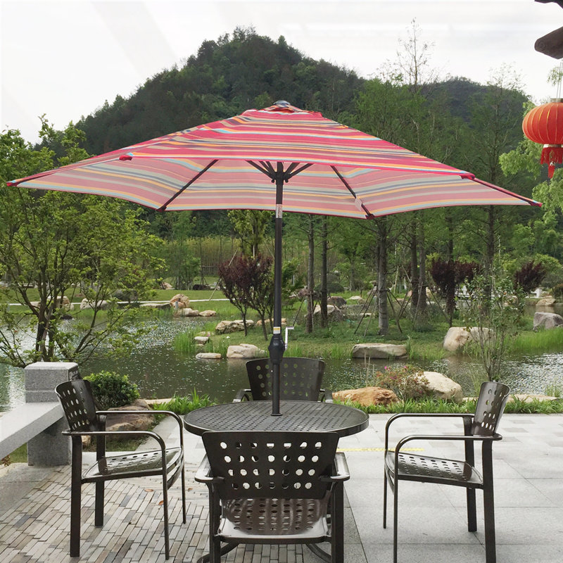 Parasols d'extérieur 9 pi pour patio, Rayures rouges