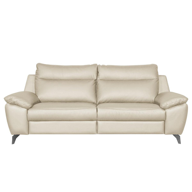 Edema Genuine Leather 2 Seater Reclining Sofa, Cream, 3