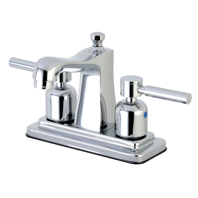 Robinet de salle de bain central à 4 poignées à 3 trous à fixation sur le comptoir avec robinet escamotable en plastique Kingston Brass