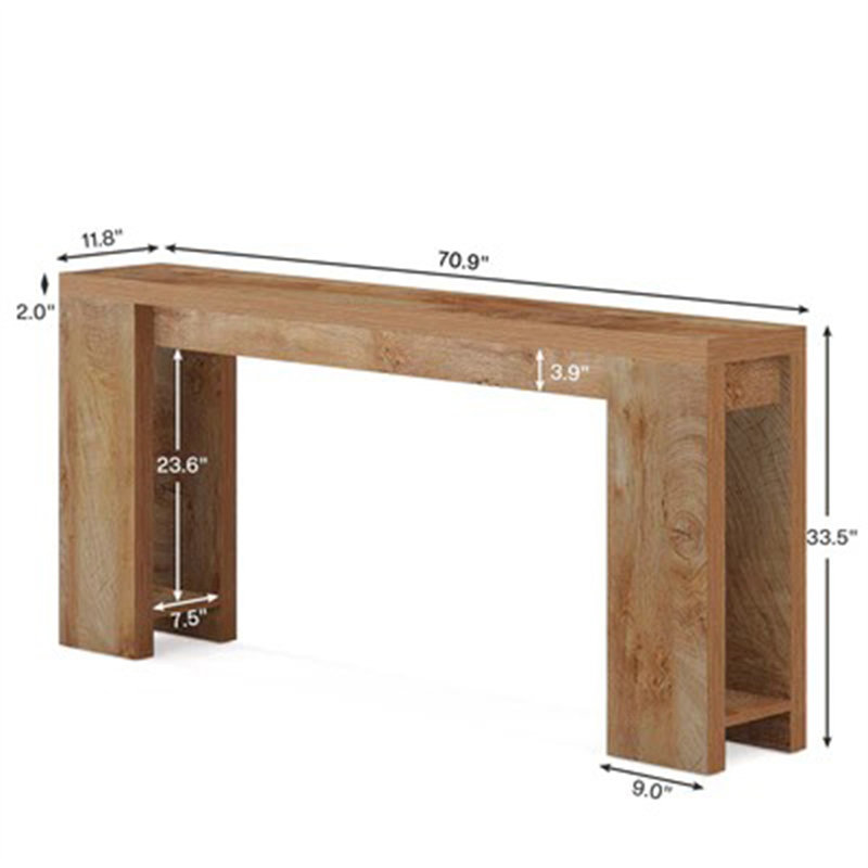 70.9" Wood Console Table, Farmhouse Sofa Table Entryway Table, Brown