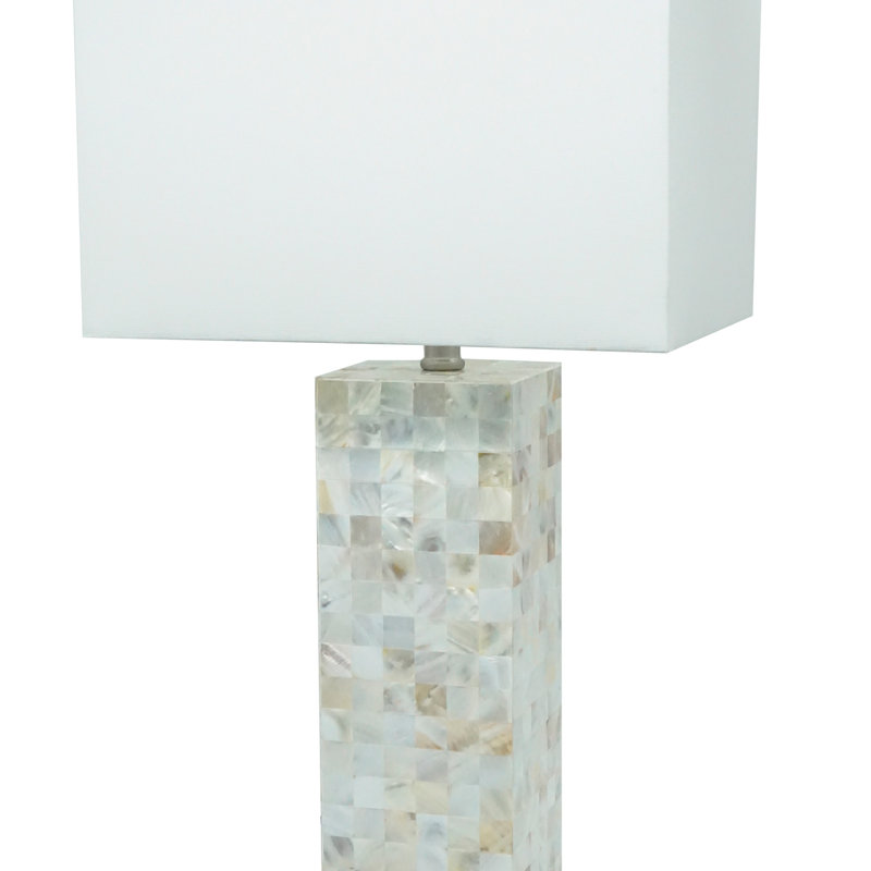 Lampe de table moderne moderne à finition chromée avec motif mosaïque 2 pièces, abat-jour blanc doux