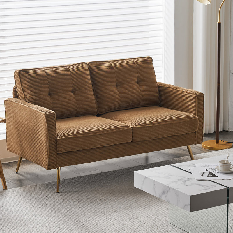 Balaton Upholstered 56.7'' Loveseat, Brown Corduroy