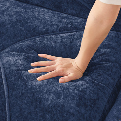 Armless Sofa Velvet- Blue