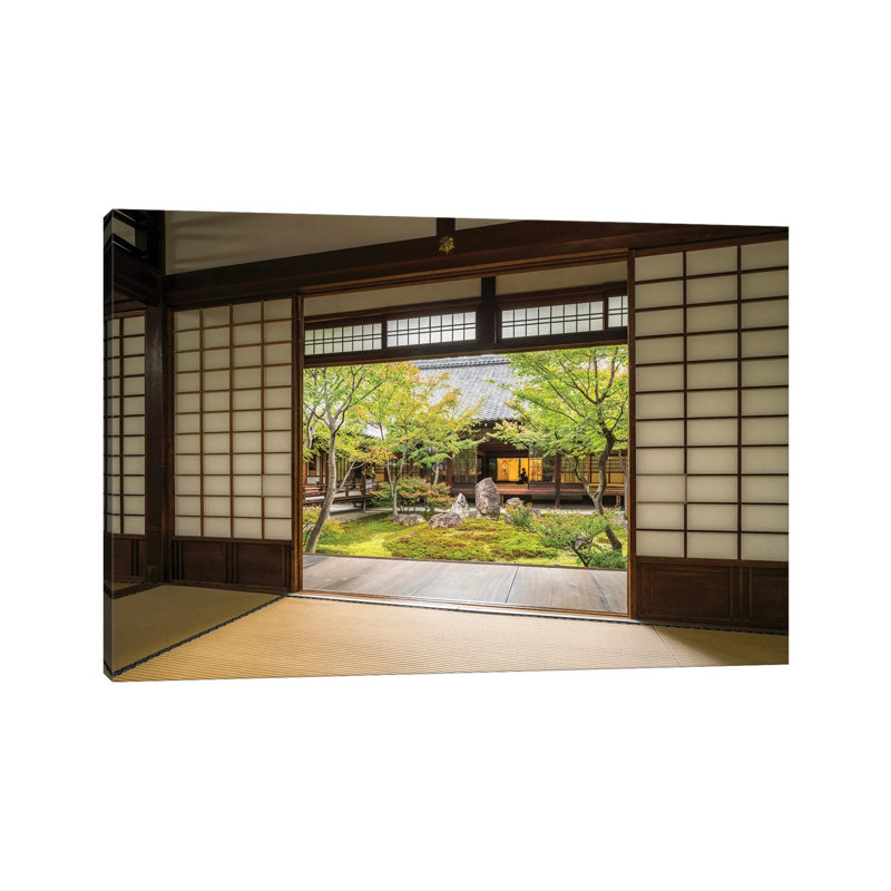 Traditional Japanese Tatami Room At The Kennin-Ji Temple, Gion, Kyoto by Jan Becke - Wrapped Canvas Print