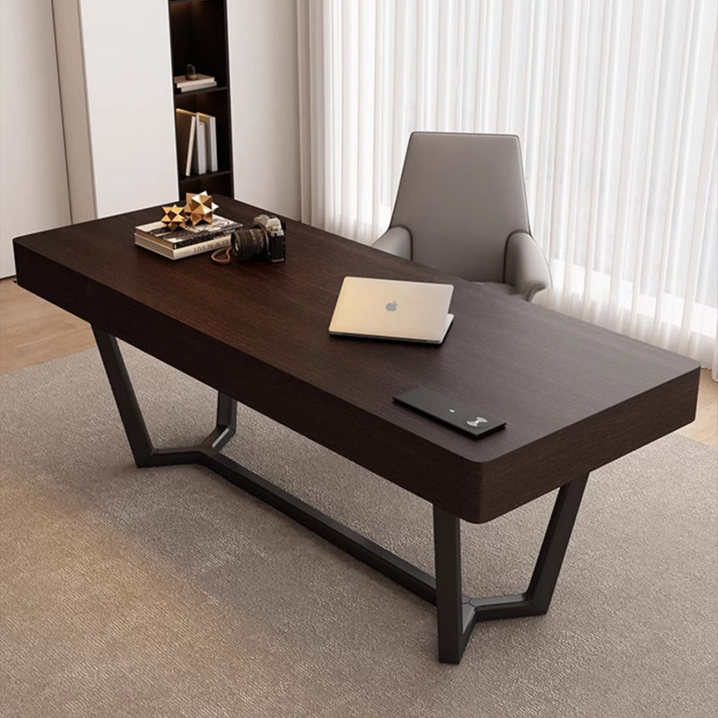 Bureau rectangulaire en bois manufacturé de couleur fumée avec tiroirs, 29.53" H*70.87" W*27.56" D