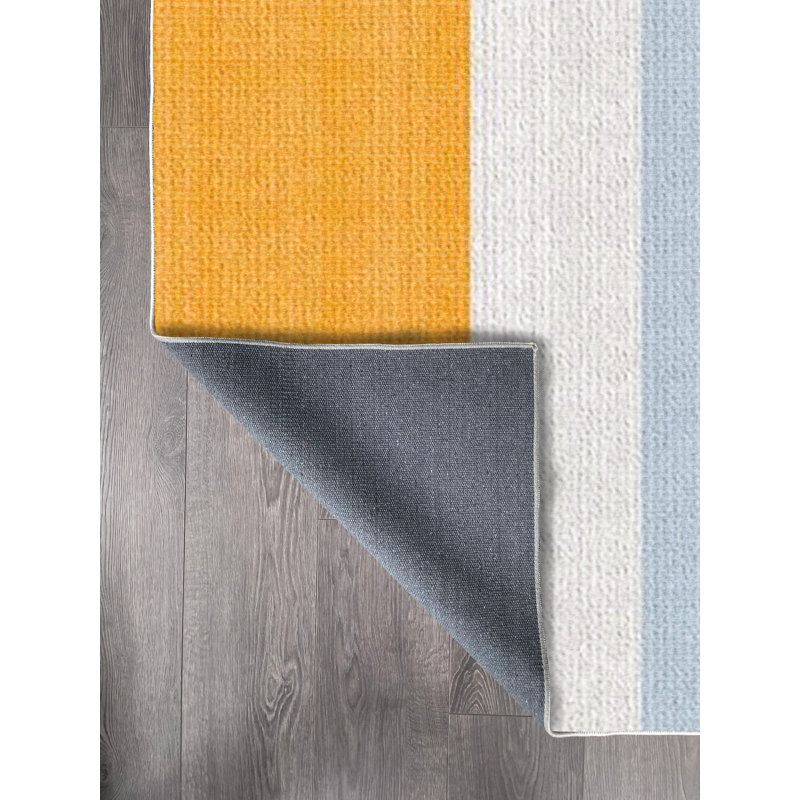 Tapis gris en chenille de coton à imprimé numérique gris, Rectangle 2 pi 7 po x 4 pi 11 po