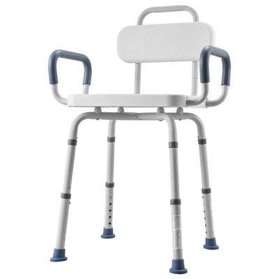 Swivel Shower Chair with Arms and Back, 400 lbs Heavy Duty Bench Seat for Inside Shower Stall and Bathtub, Height Adjustable Bathroom Bath Tub Seat for Adults, Seniors, Elderly and Disabled