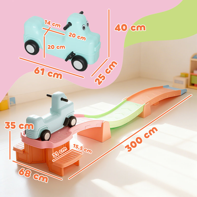 AIYAPLAY 3(m) Up and Down Rollercoaster for Kids, 4 Pieces, Orange