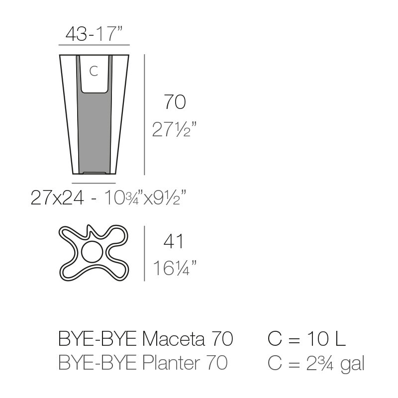 Pot à fleurs en résine Bye-Bye, H 27,5 po x l 17 po x P 16,25 po