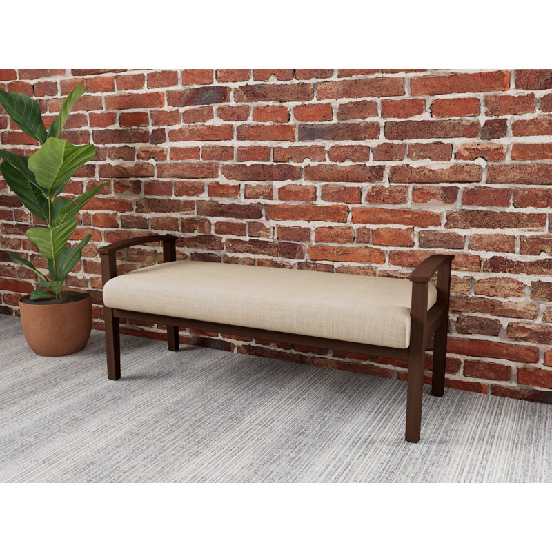 Banc en bois massif Amherst, Noyer Riftwood, Chambray calcaire