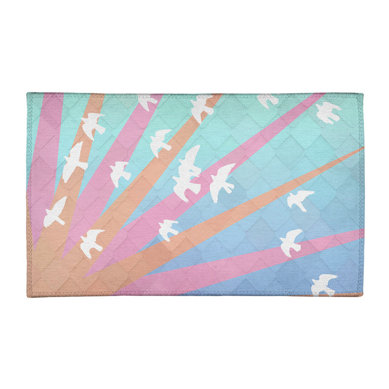 Tapis de salle de chenille pour oiseaux et coucher de soleil, Rectangle 3 pi x 5 pi