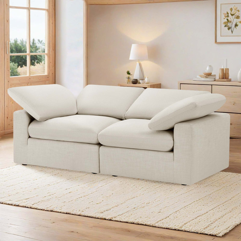 Canapé modulaire rembourré 2 pièces 79 po Asher, Lin ivoire