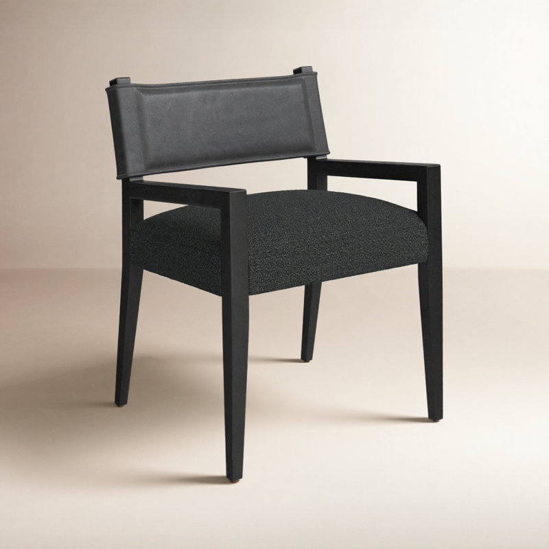 Ferris Dining Armchair, Black Polyester/Polyester Blend, Black Ash
