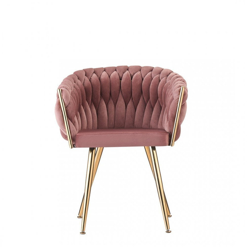 Abdurrahim Velvet Dining Chair - Ergonomic Tufted Back and Metal Legs - Button Back Armchair for Dining Room Living Room Restaurants