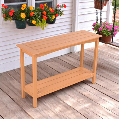 Outdoor 48'' Patio HDPE Adirondack 2-Tier Shelf Console Table, Rectangular Table Side Table, All-Weather Resistance