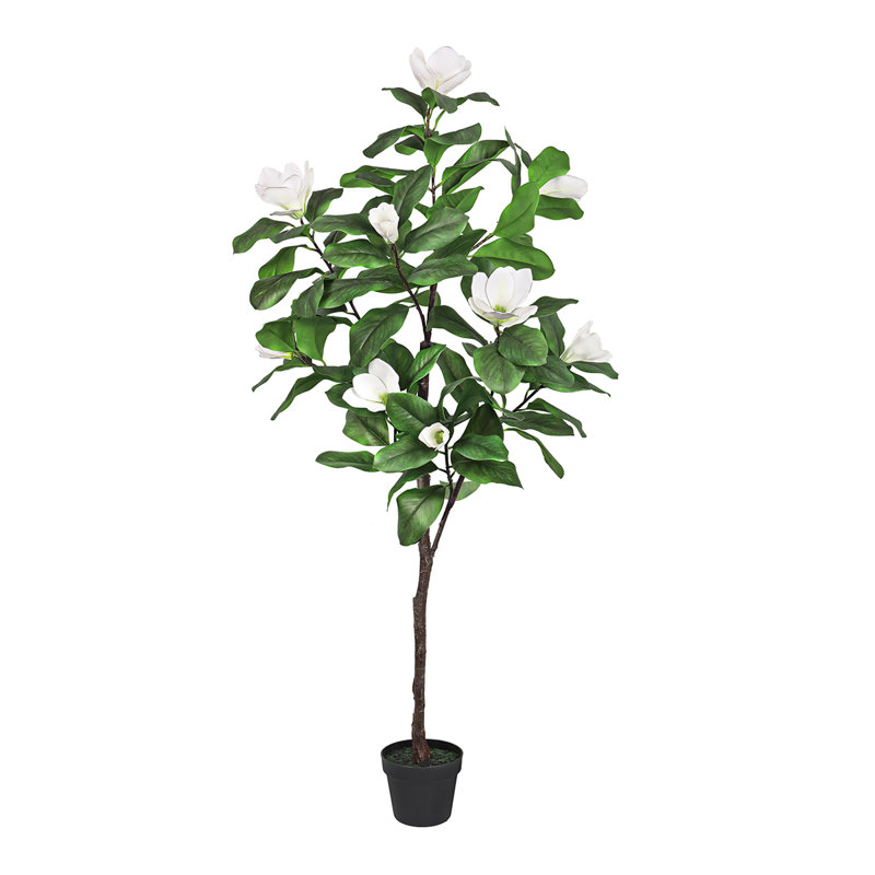 Artificial Magnolia Flower Tree in Pot, White
