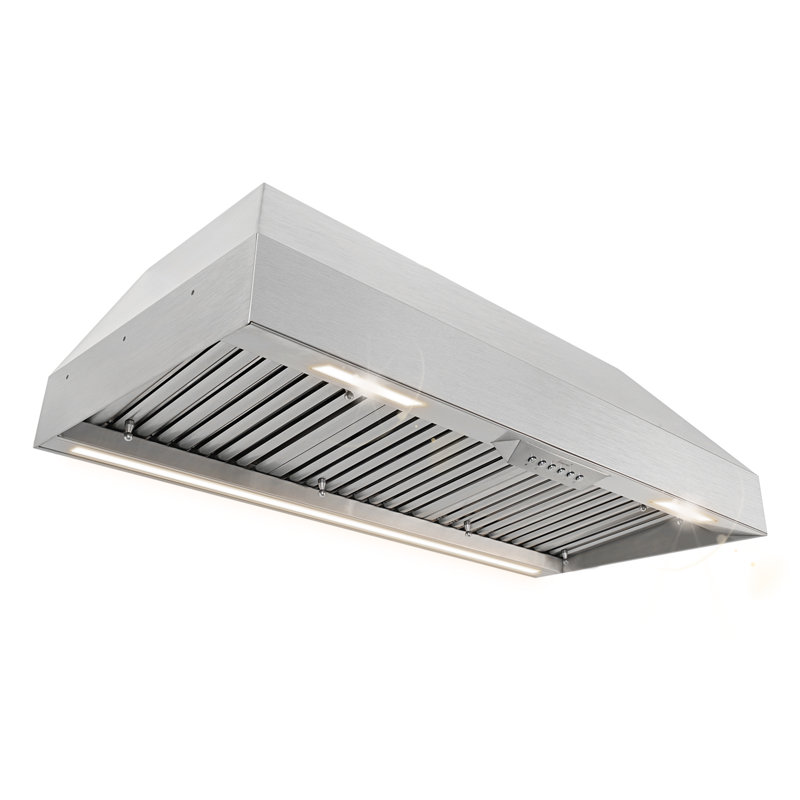 Akicon Range Hood 42 Inch, 1200 CFM Stainless Steel Range Hood Insert with 4 Speed Control, LED Lights & Nightlight, Dishwasher Baffle Filters