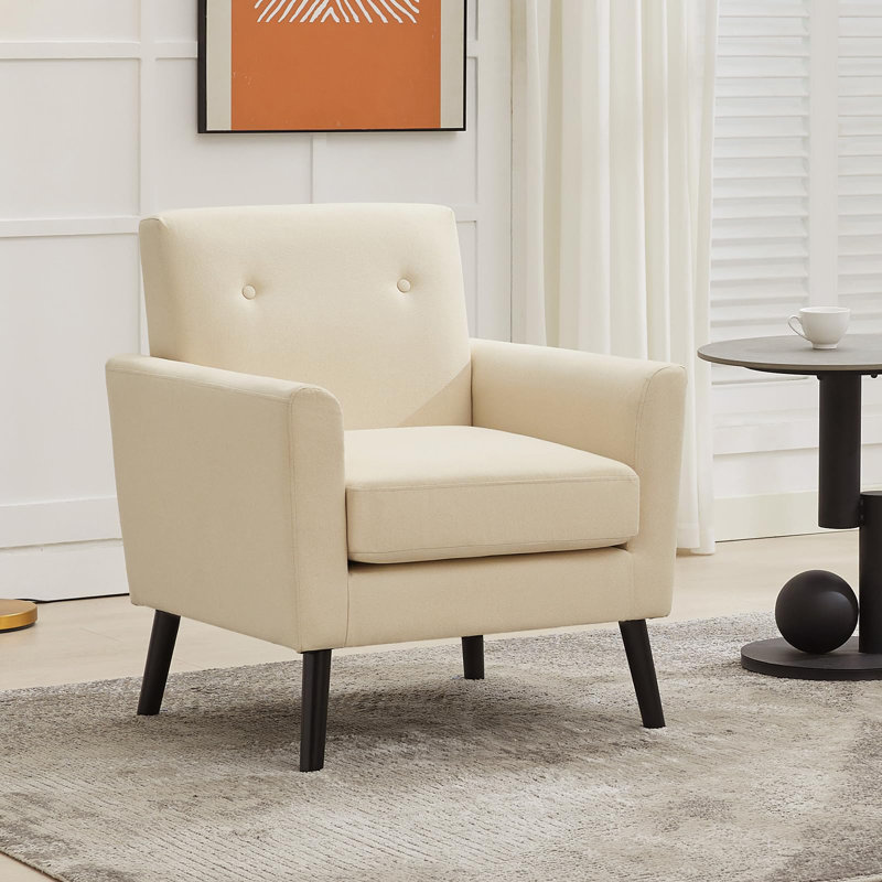 Upholstered Accent Chair, 46 cm H x 70 cm W x 74 cm D, White