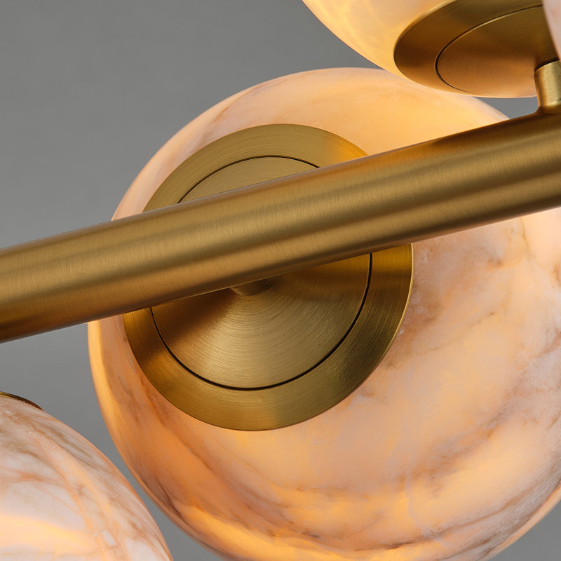 Granier 16 - Light Luxury Rectangle Globe Kitchen Island Alabaster Chandelier(Bulbs Included)