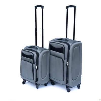 (20+24) Travel case two-piece suitcase set Oxford trolley case without password lock universal wheel + Oxford cloth backpack  GRAY