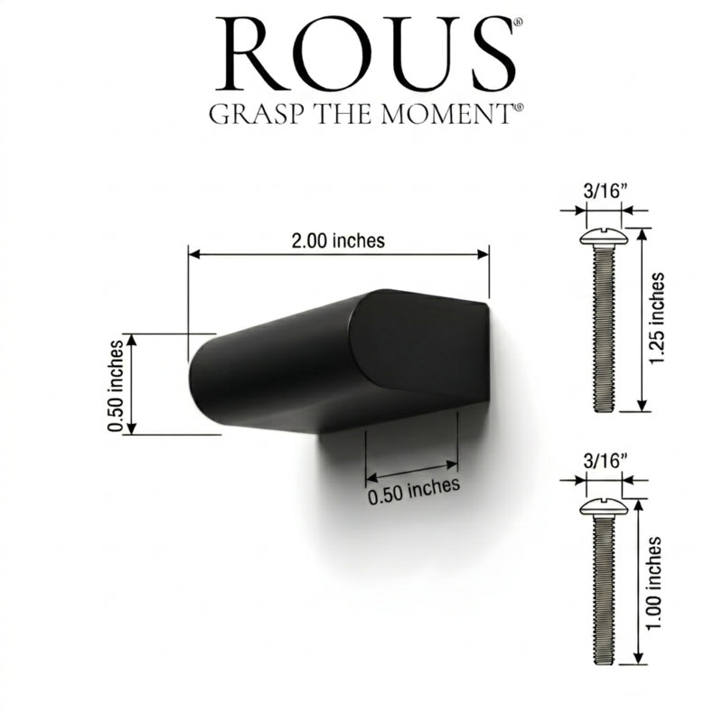 2" Length Geometric Knob, Charcoal (Black)