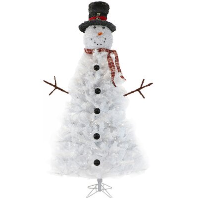 White Snowman 7.5' Green Pine Artificial Christmas Tree with 450 Clear and White Lights -  The Holiday Aisle®, 5392F19F191846359DEE1744C77B789D