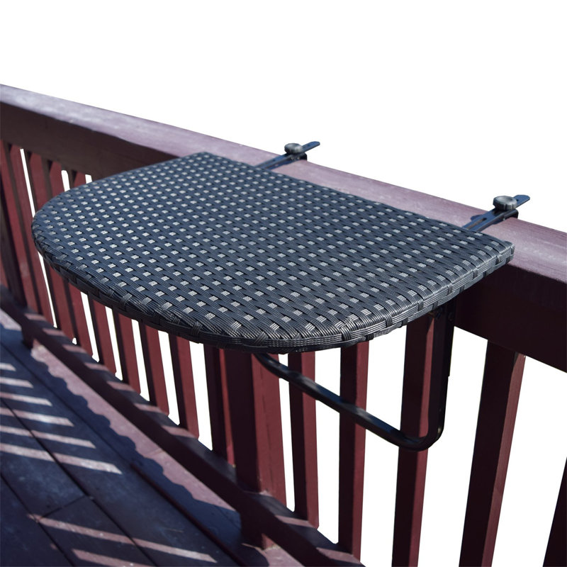 Half Moon Yes Outdoor Balcony Table , 24 " W 24 " D, Black