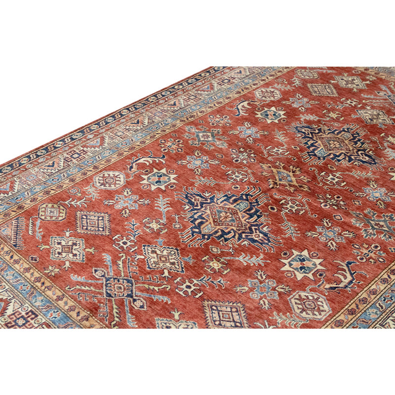 Tapis unique rouge / bleu / beige noué à la main de haute qualité