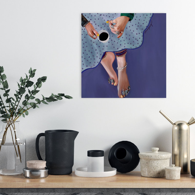 Café avec pieds décorés, art mural traditionnel traditionnel élégant, H 18 po x l 18 po