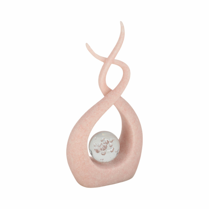 Sagebrook Home 12" Laxmi Quartz Resin Statuary With Crystal, Pink