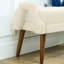 Banc de salon moderne, fabriqué en tissu bouclé, avec coussin moelleux, accoudoirs géométriques irréguliers et pieds en bois de caoutchouc, convient aux salons, aux chambres et aux entrées-127997848