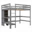 Lit mezzanine double avec tablettes multifonctionnelles et bureau sous le lit