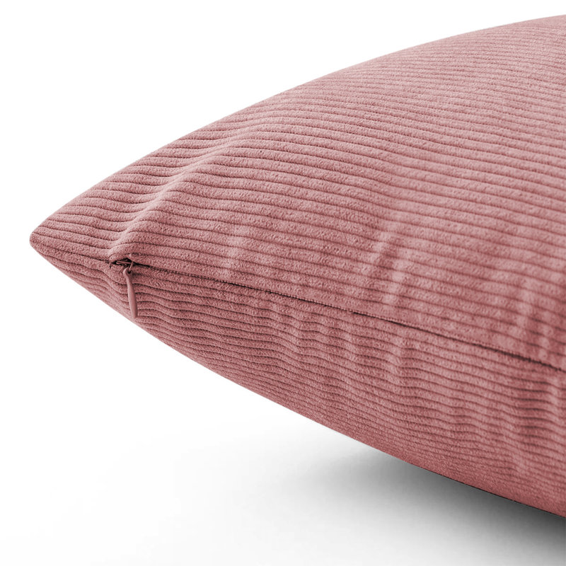 Striped Crushed Velvet Cushion Cover (Set Of 2) , Light Pink
