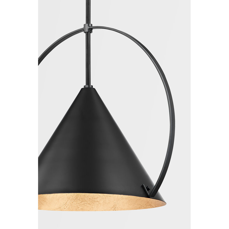 Nicholaus 1 - Light Shaded Pendant, 15.25" H x 18" W x 18" D, White / Gold