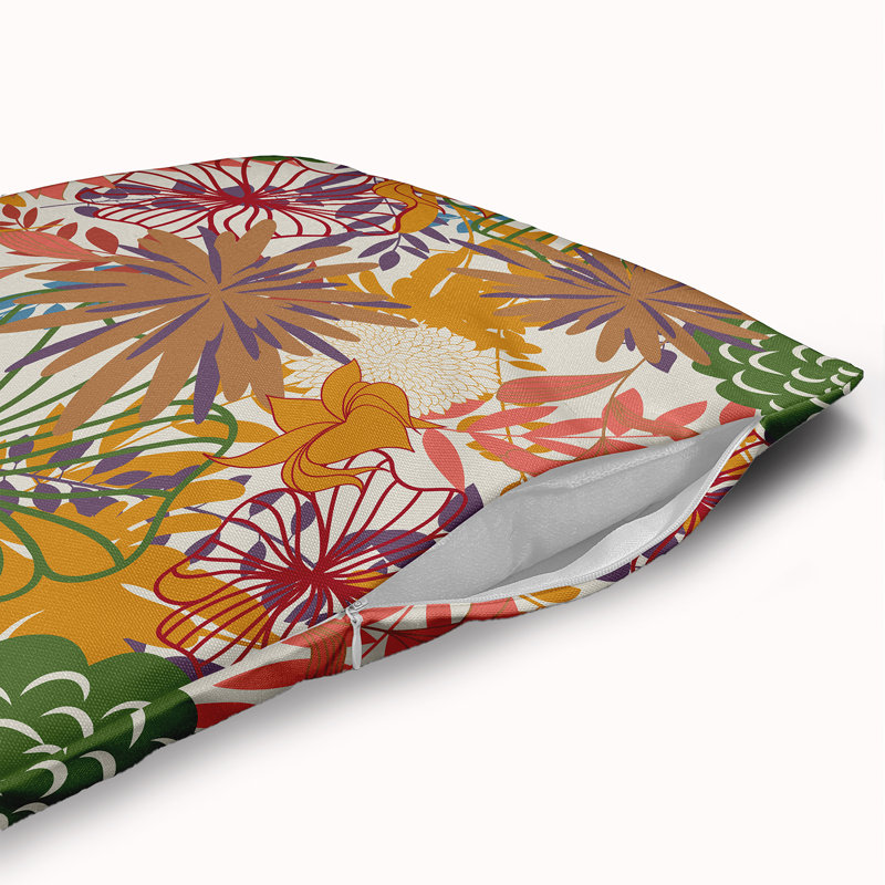  Floral Polyester Throw Pillow, Scallion, 26" x 26"