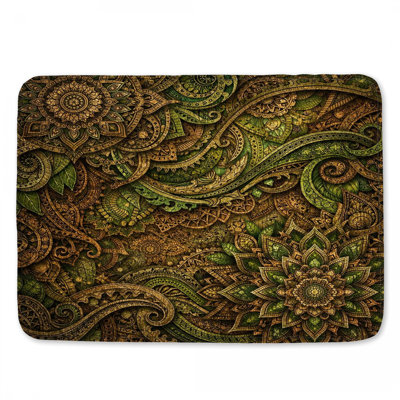 Intricate Mandala Leaves Bath Mat