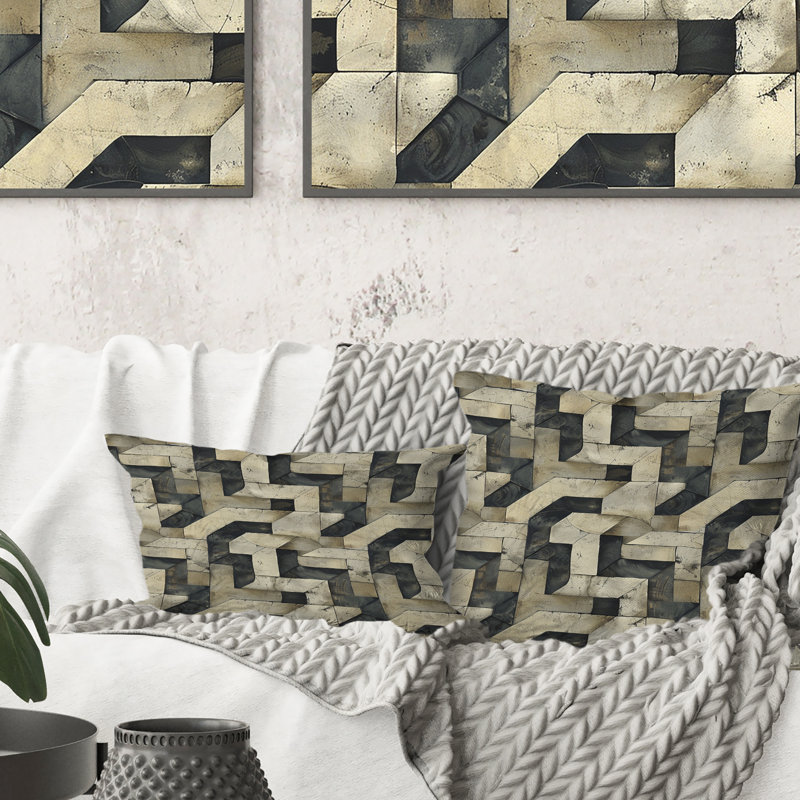 Coussin lombaire beige Midcentury Maze IV - Midcentury