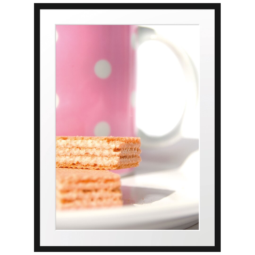 Gerahmtes Poster Kaffee und Waffeln