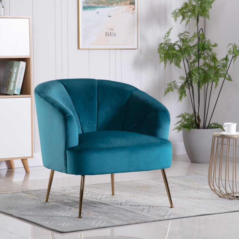 Fauteuil en velours large 31,5 po Liparit, Bleu