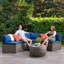 Ensemble de conversation modulaire en rotin 3 pièces avec coussins Bilkis